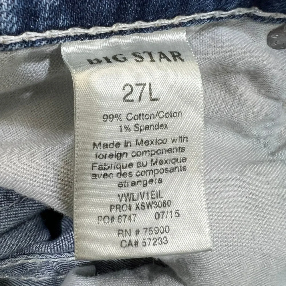 Big Star Liv Bootcut Jeans Distressed Low Rise Blue Denim Womens 27L Fits 29L - Picture 5 of 15